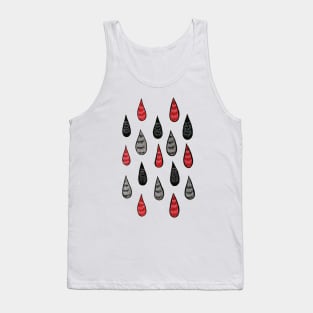 Weird Rain Drops Ink Pattern In Red Black Grey Tank Top